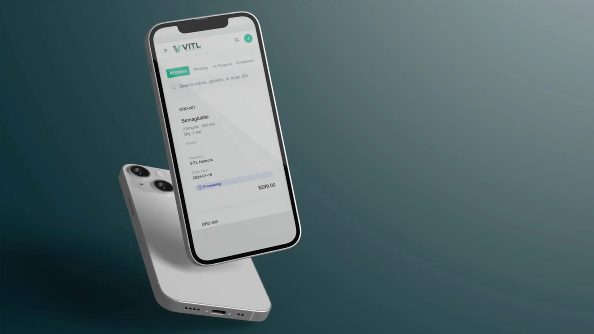 VITL e-Prescribing mobile application preview on smartphone screen