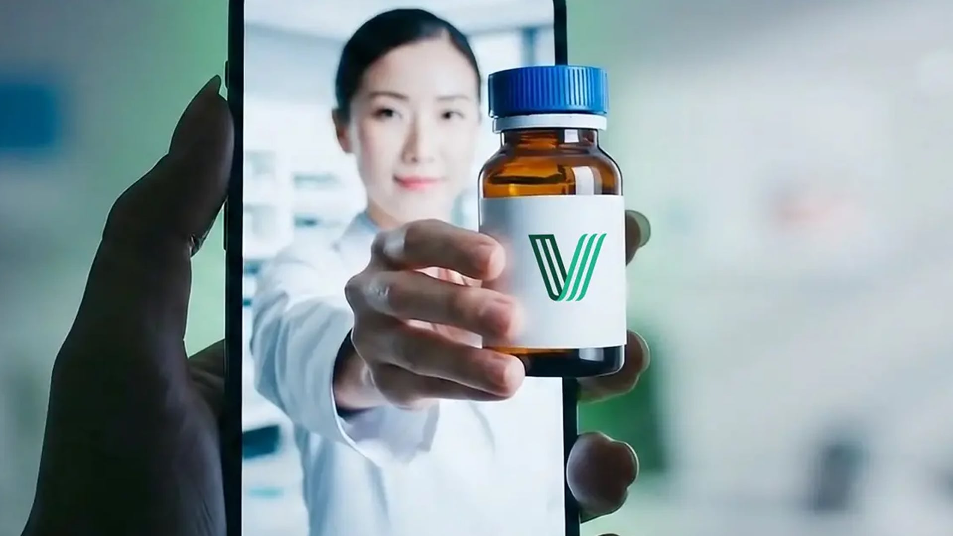 Close-up of VITL branded medication vial in healthcare setting